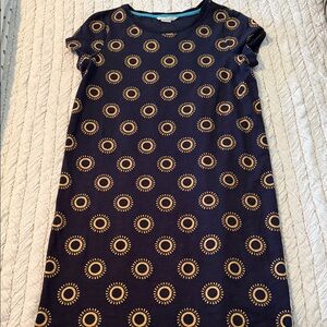 Boden Navy Dress with Gold Circles